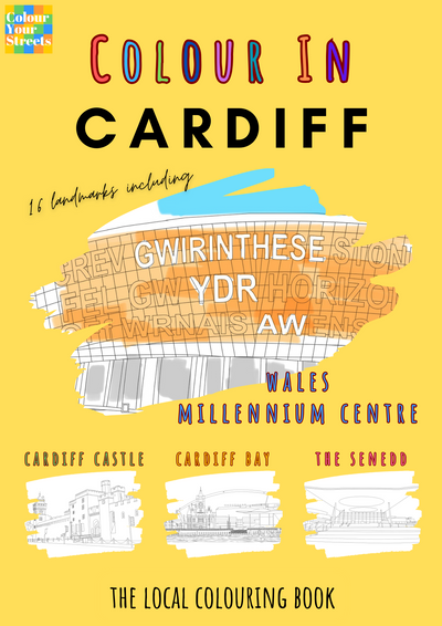 Cardiff colouring book front cover